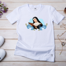 Camiseta Feminina Branca Santa Rita de Cássia Flores