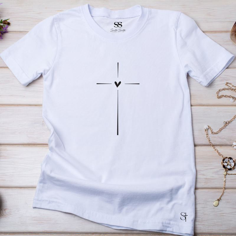 Camiseta Feminina Cruz Coração