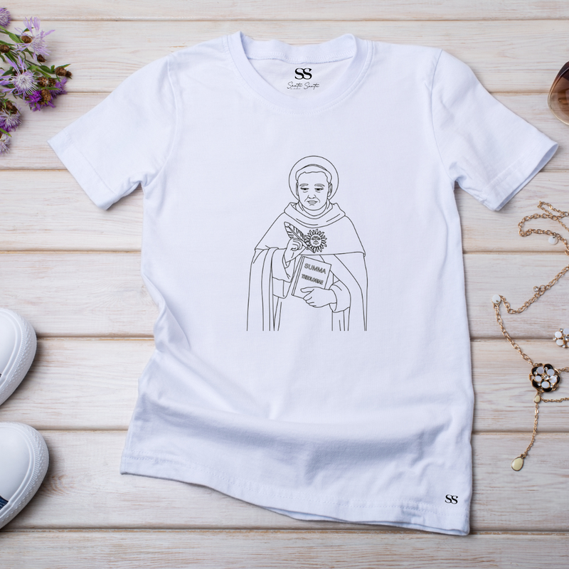 Camiseta Feminina Branca São Tomás de Aquino