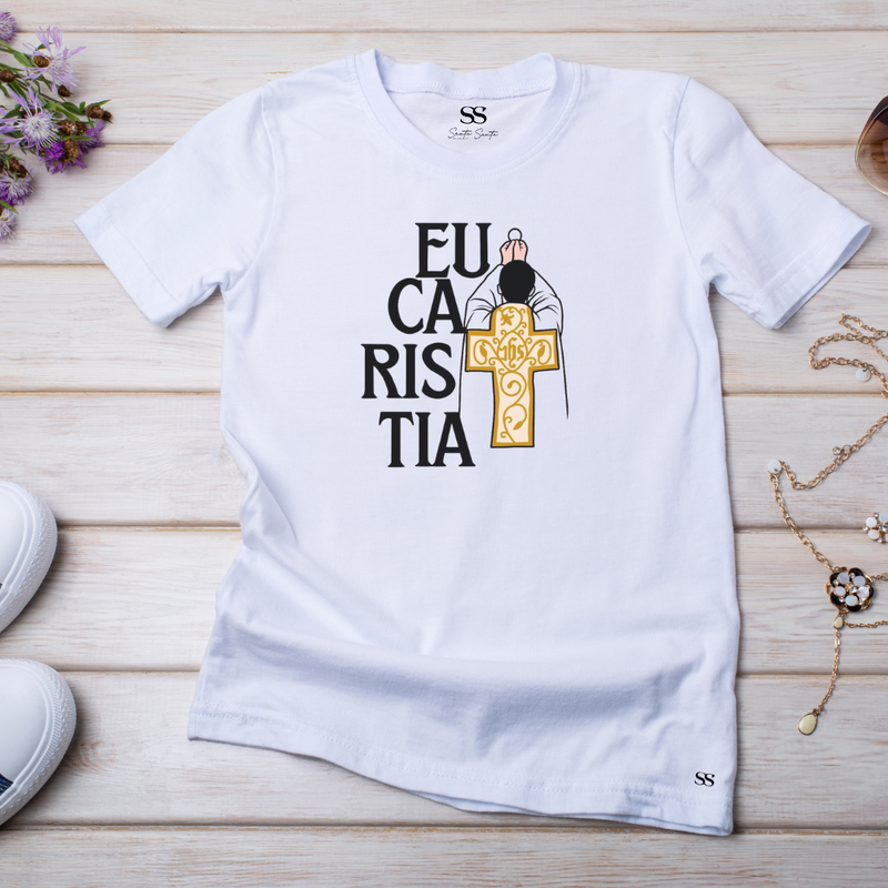 Camiseta Feminina Branca Eucaristia