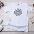 Camiseta Feminina Branca Medalhão São Benedito