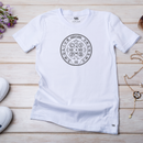 Camiseta Feminina Branca Medalhão São Benedito Verso
