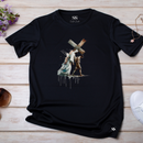 Camiseta Feminina Preta Caminhando com Jesus