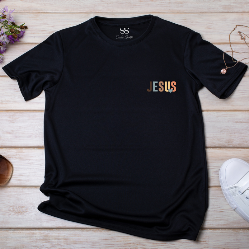 Camiseta Feminina Jesus Letras Minimalista