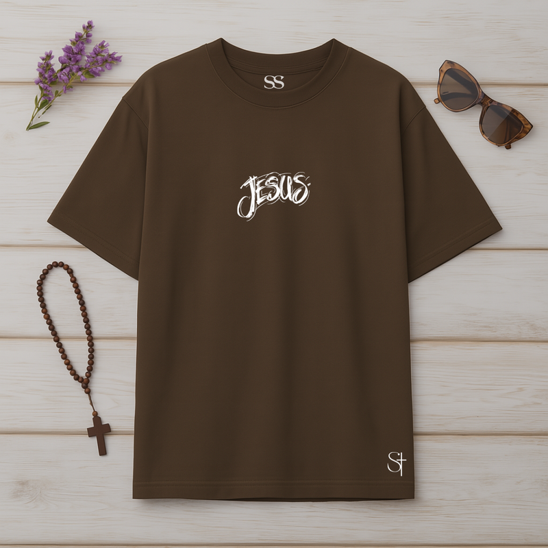 Camiseta Oversized Jesus Grafite