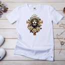 Camiseta Feminina Branca Jesus e Flores