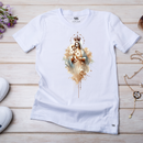 Camiseta Feminina Branca Maria e Jesus Nuvem