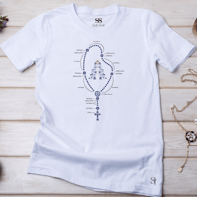 Camiseta Feminina Terço Nossa Senhora