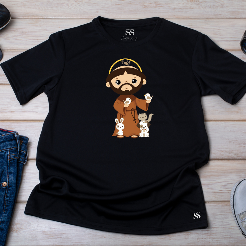 Camiseta Masculina Preta São Francisco Desenho