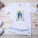 Camiseta Feminina Branca Santa Virgem Maria Céu