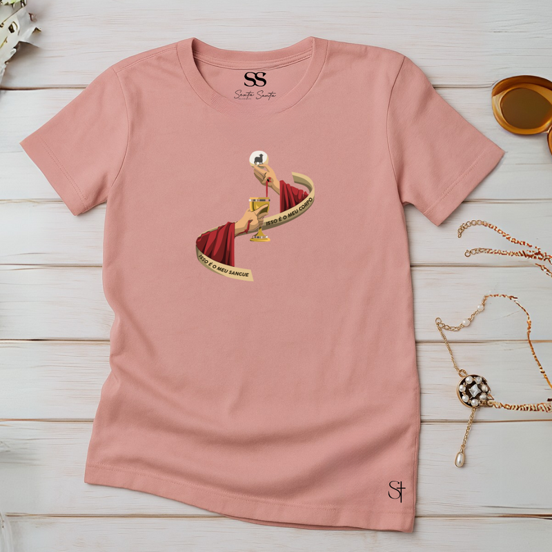 Camiseta Feminina Rosa Meu Corpo Meu Sangue