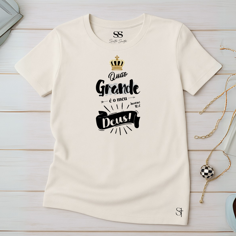 Camiseta Feminina Off-White Deus é Grande