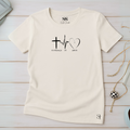 Camiseta Feminina Off-White Fé Esperança e Amor