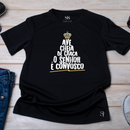 Camiseta Masculina Preta Ave Maria Escrita