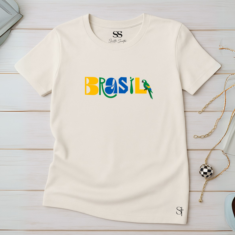 Camiseta Feminina Brasil A Vitoria Vem Do Senhor