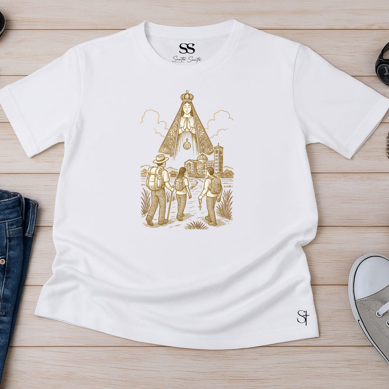 Camiseta Masculina Branca Peregrinos Da Fé