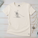 Camiseta Feminina Off-White Jesus e a Cruz Minimalista
