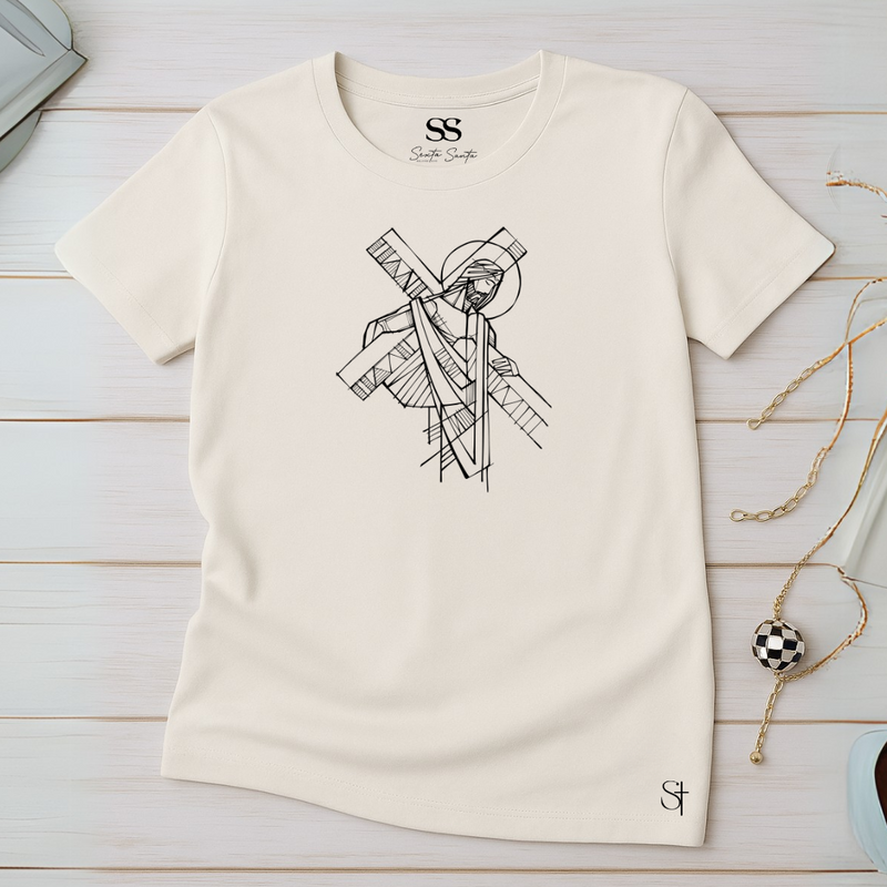 Camiseta Feminina Off-White Cubismo De Jesus
