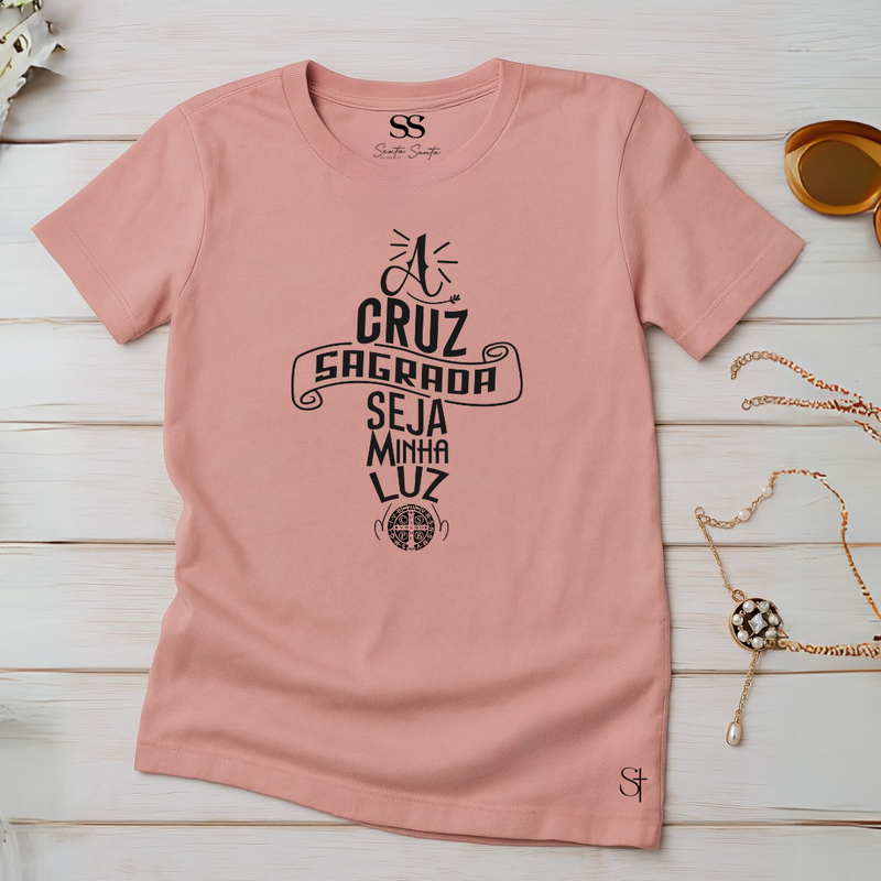 Camiseta Feminina Rosa Cruz Sagrada
