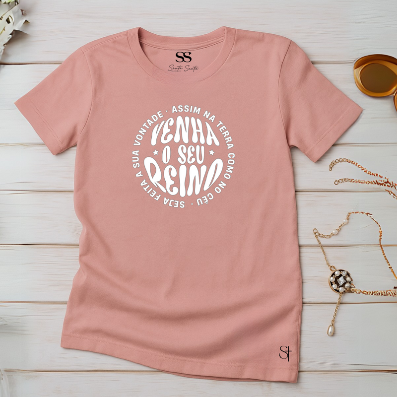 Camiseta Feminina Rosa Venha O Seu Reino