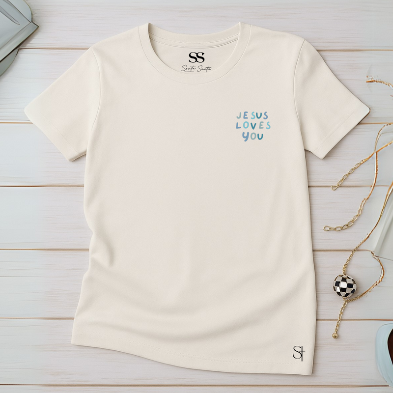 Camiseta Feminina Off-White Jesus Te Ama