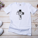 Camiseta Feminina Branca Jesus Face e a Cruz