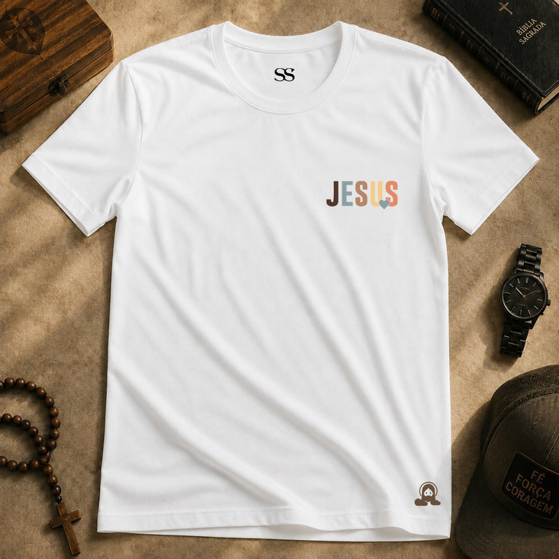 Camiseta Jesus Letras Minimalista