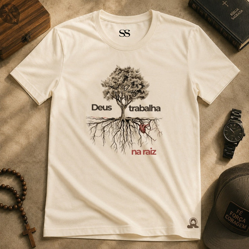 Camiseta Deus Trabalha Na Raiz